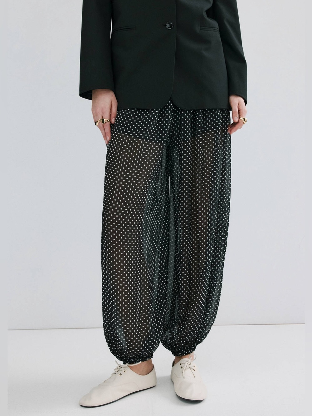MANGO Polka Dot Baggy Trousers